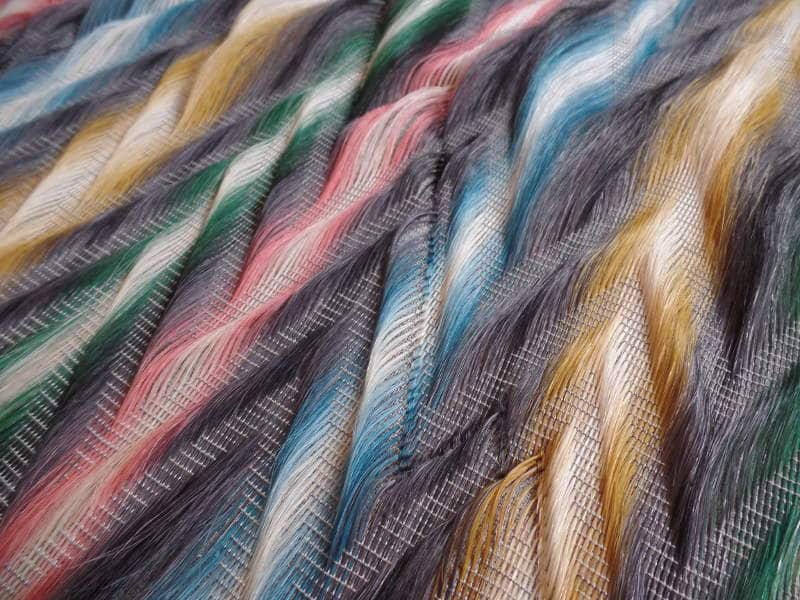 grey yellow pink hosehair weaving